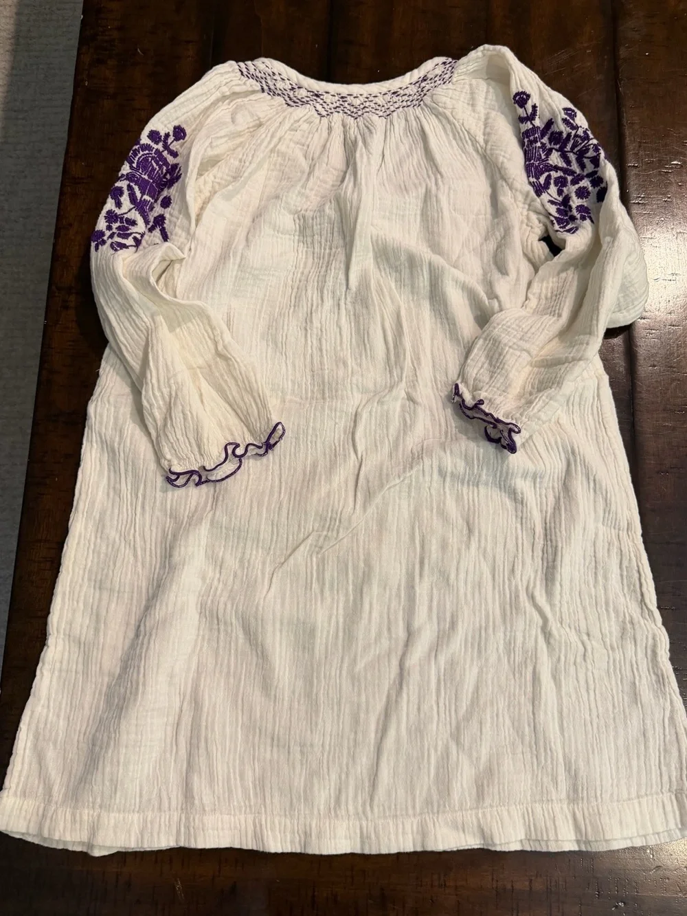 Pink Chicken White Gauze Cover-up with Purple Trim